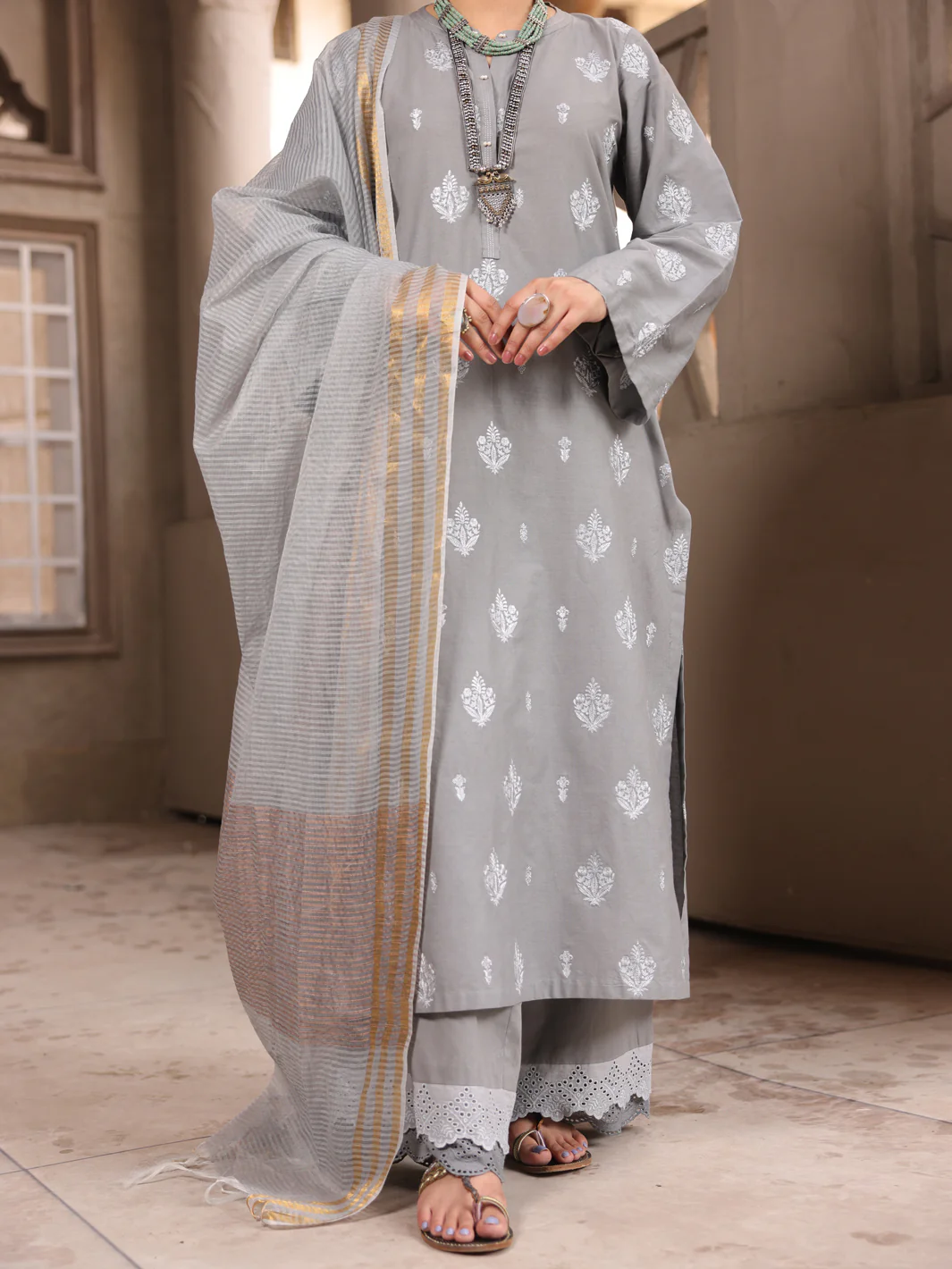 Grey Cambric 3 Piece Unstitched - ALP-3PS-1636