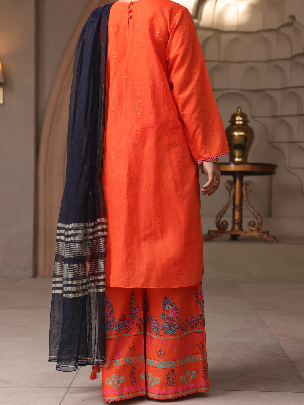 Orange Dyed Sequence 3 Piece Unstitched - ALP-3PS-1643 - Image 2