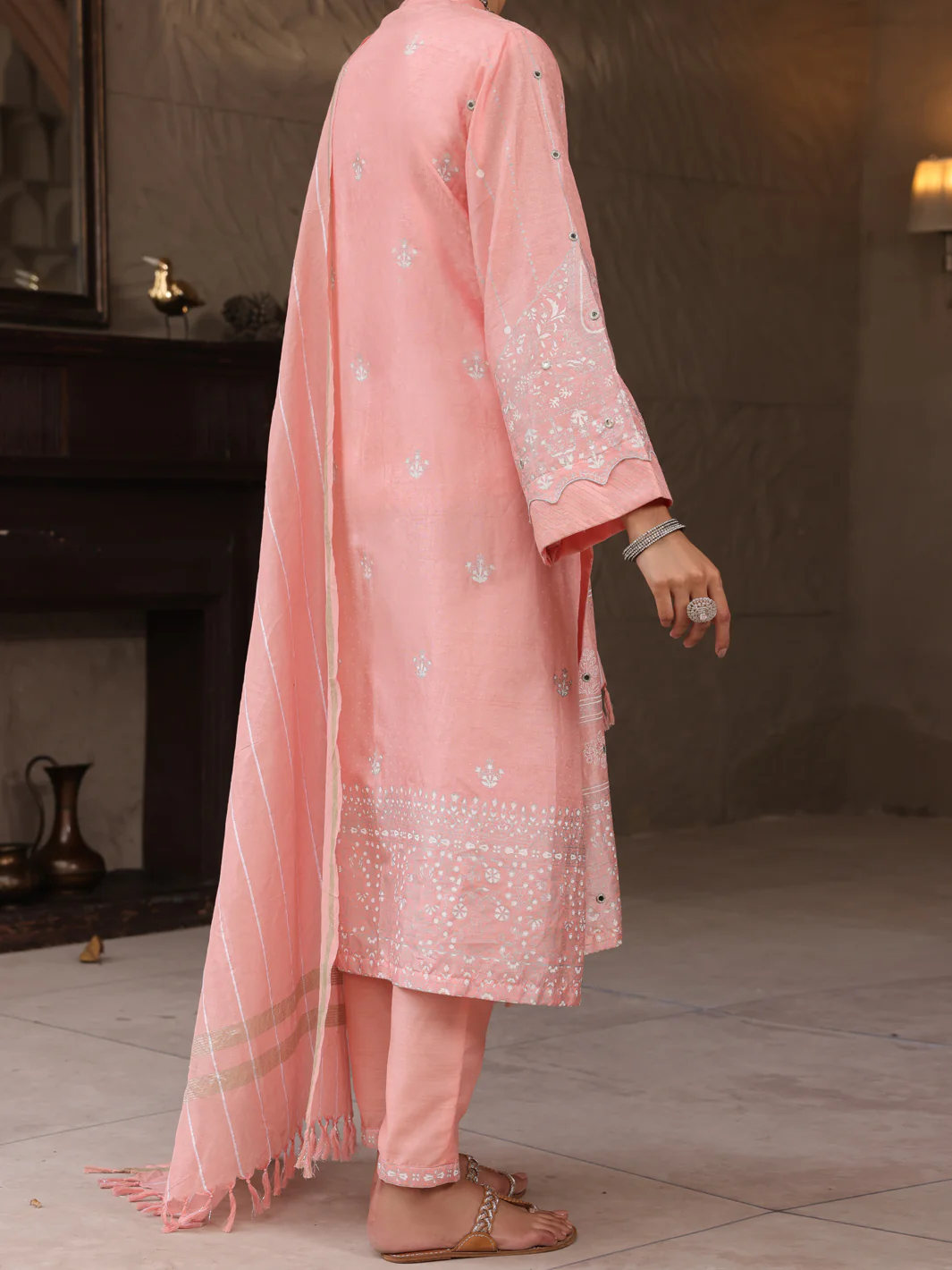 Light Pink Dola Silk 3 Piece Stitched - ALP-3PS-1648 - Image 4