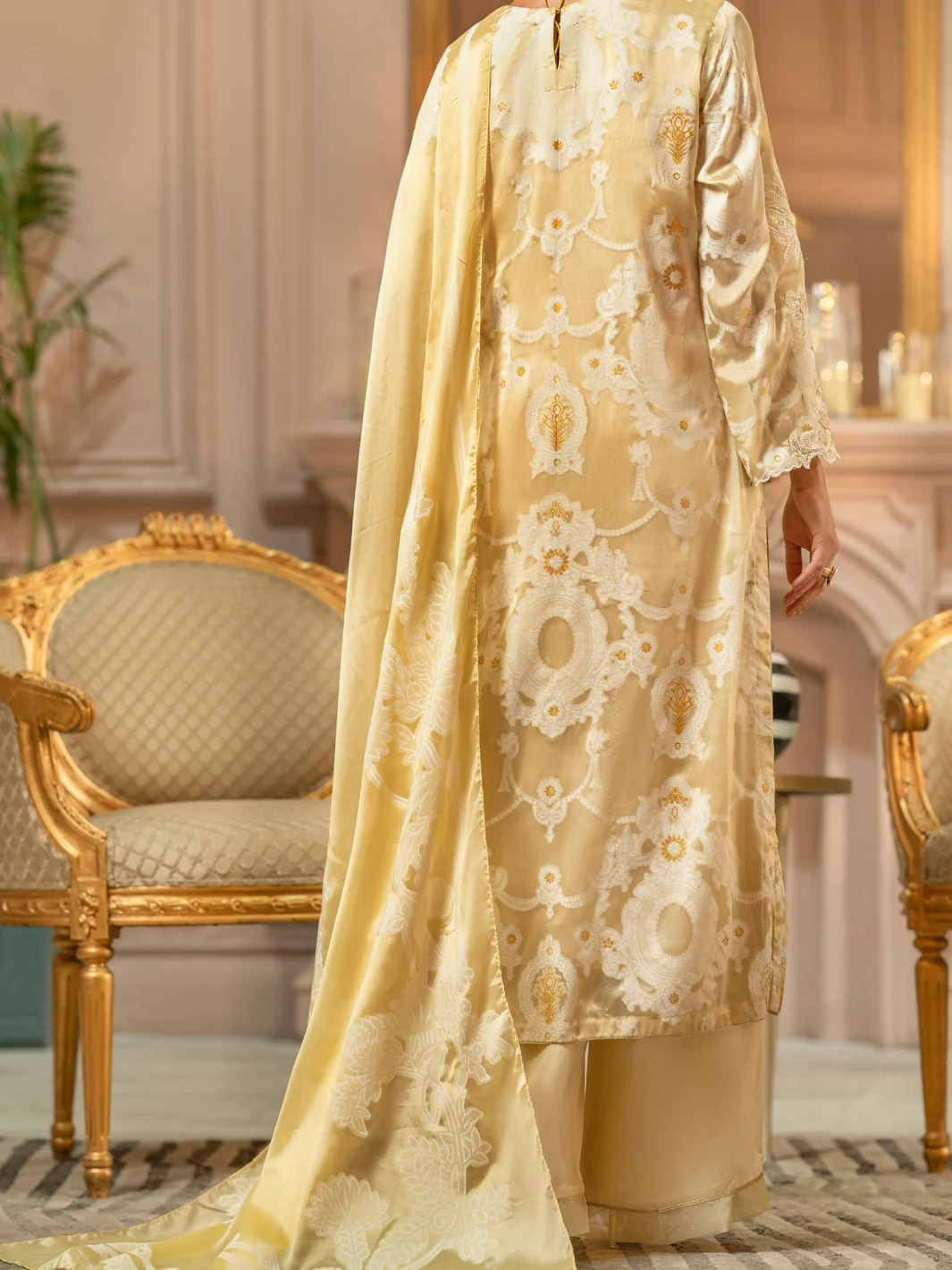 Cream Silk 3 Piece Stitched - ALP-3PS-1666 - Image 4