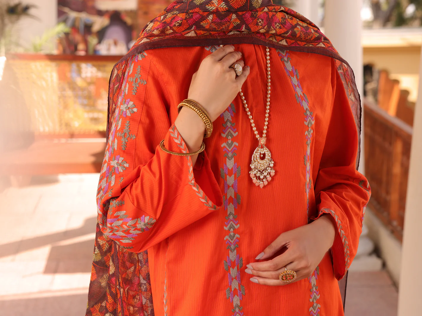 Orange Dobby Cotton 3 Piece Stitched - ALP-3PS-1672 - Image 4