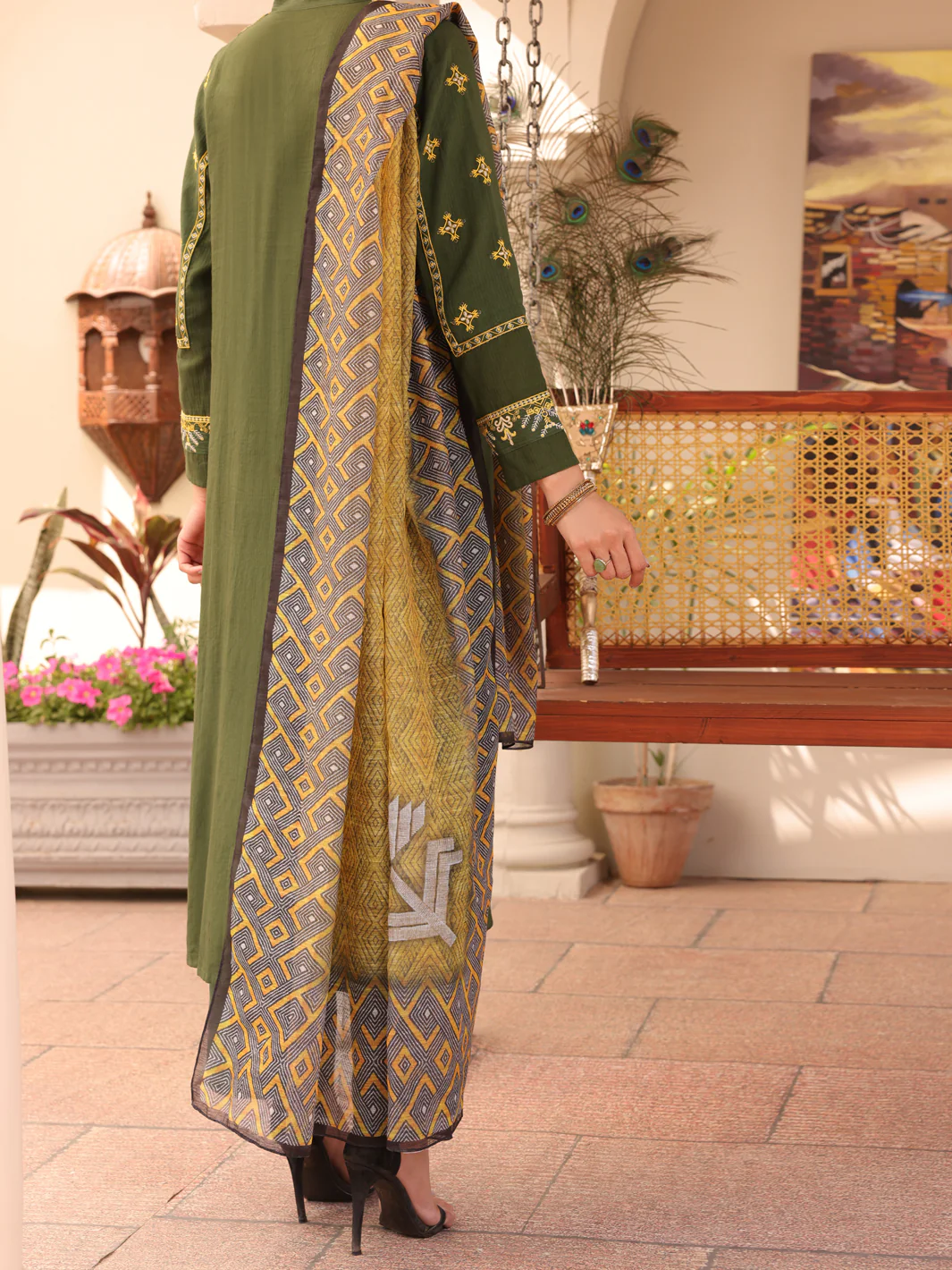 Green Dobby 3 Piece Stitched - ALP-3PS-1673 - Image 2