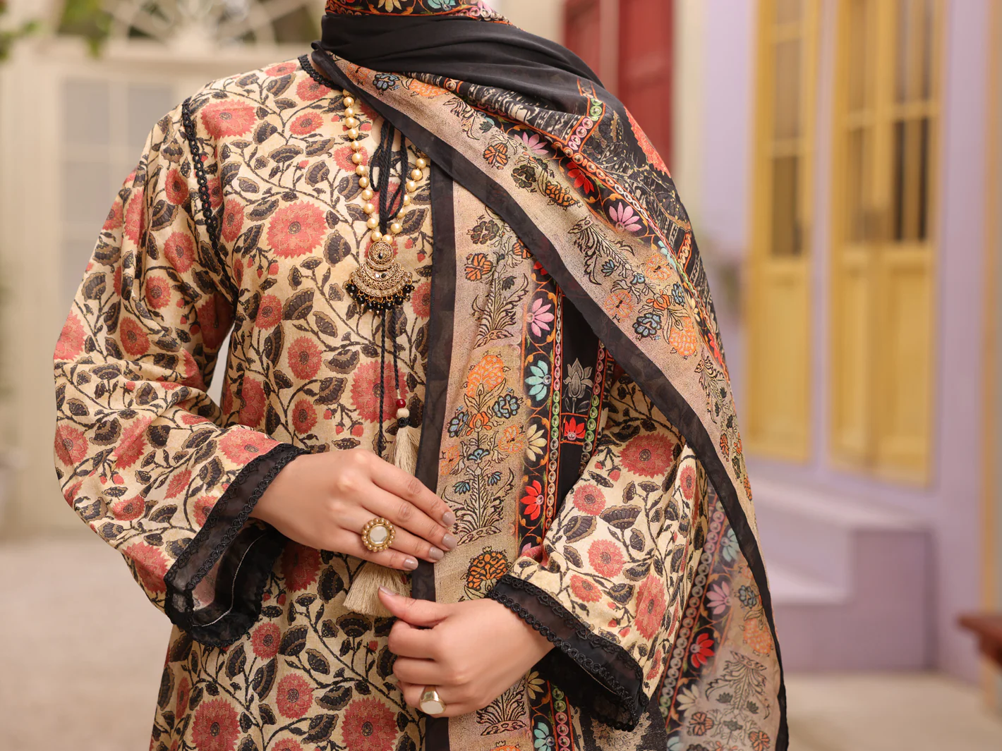 Beige Lawn 3 Piece Unstitched - ALP-3PS-1674 - Image 3