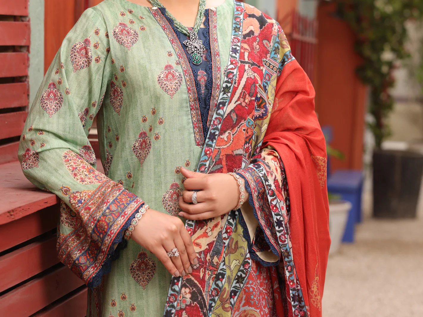 Pista Green Lawn 3 Piece Unstitched - ALP-3PS-1676 - Image 4