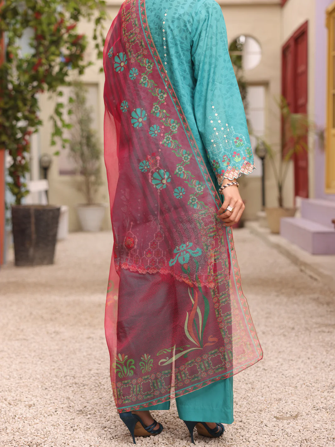 Turquoise Lawn 3 Piece Unstitched - ALP-3PS-1679 - Image 2