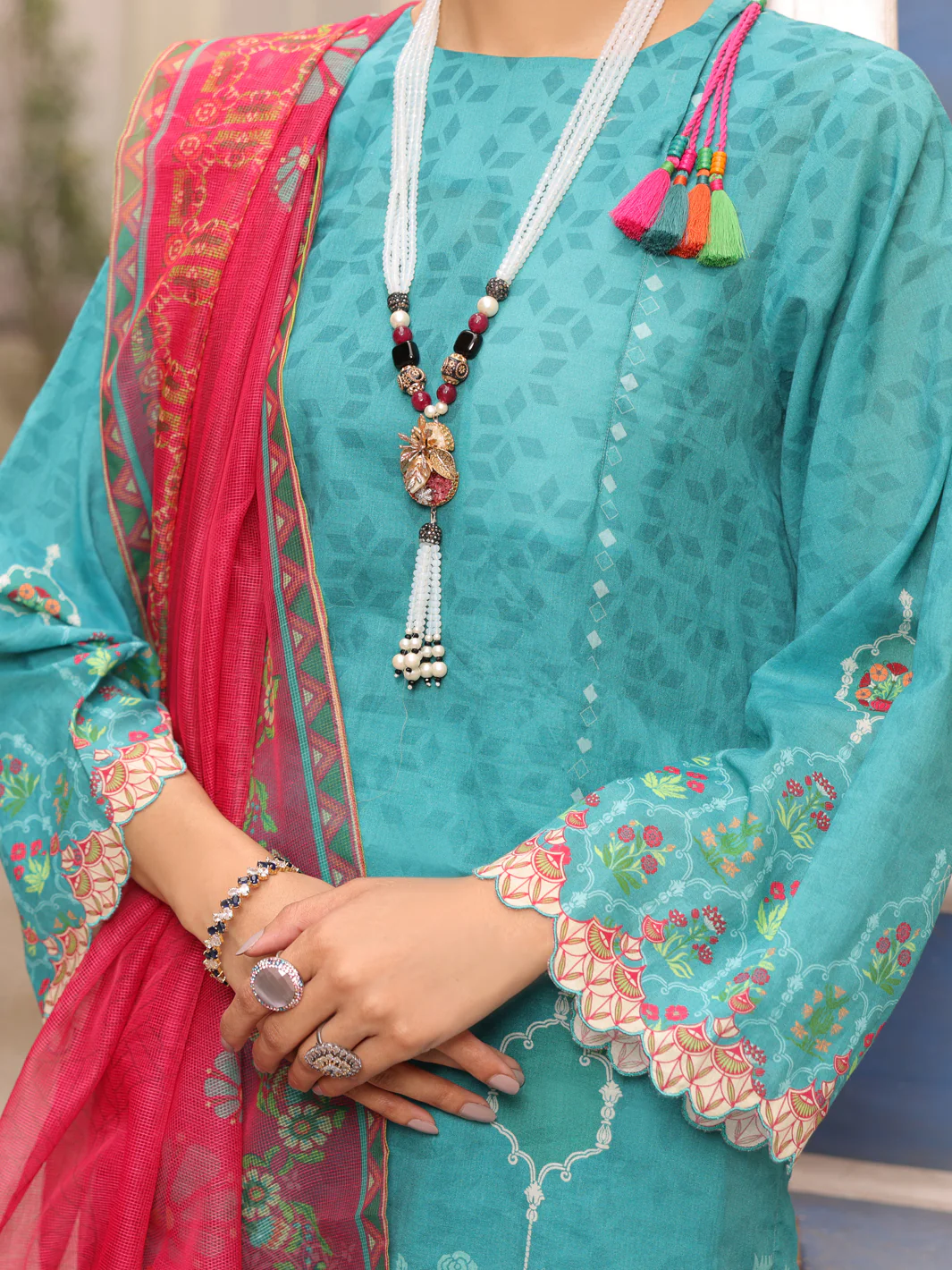 Turquoise Lawn 3 Piece Unstitched - ALP-3PS-1679 - Image 3