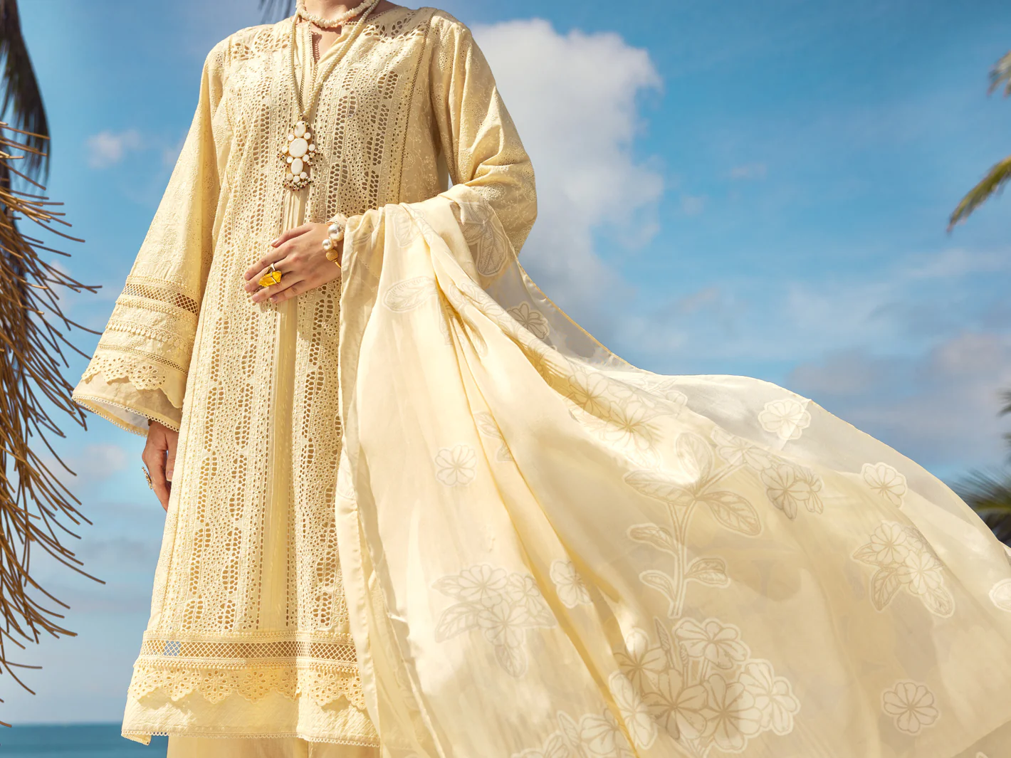 Off White Dyed Lawn 3Pc Unstitched - ALP-3PS-1727 - Image 7
