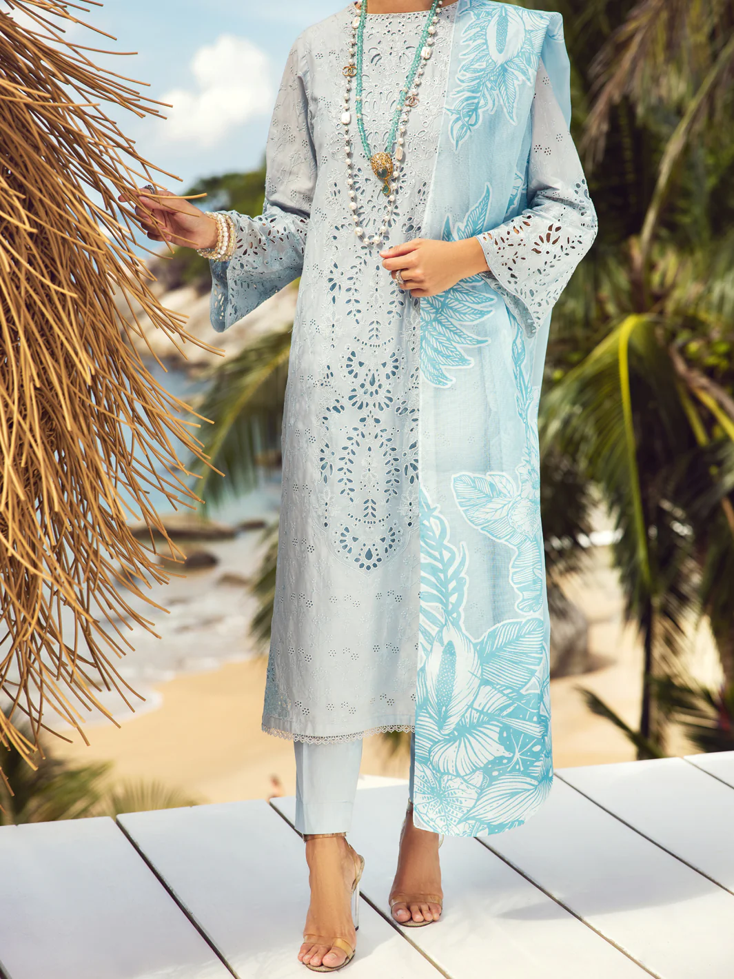 Sky Blue Dyed Lawn 3Pc Stitched - ALP-3PS-1728