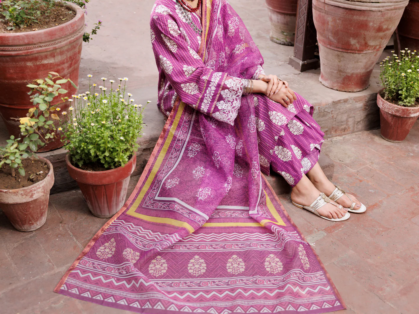 Purple Dobby Cotton 3Pc Unstitched - ALP-3PS-1882 - Image 4