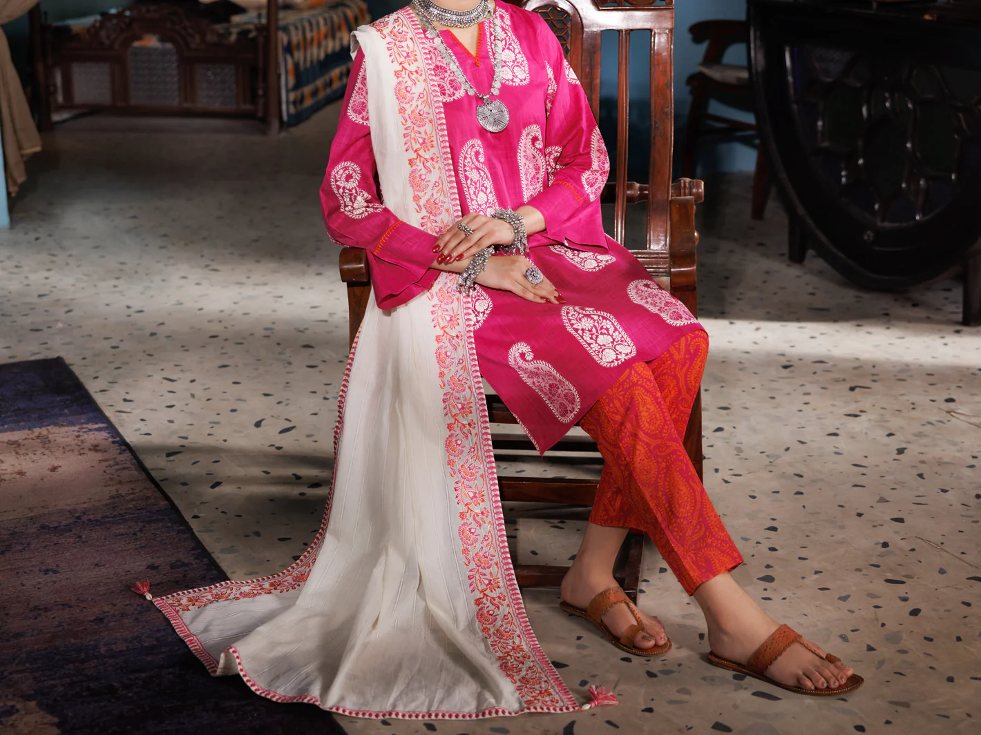 Pink Cotton Dobby 3Pc Stitched - ALP-3PS-1920 - Image 3