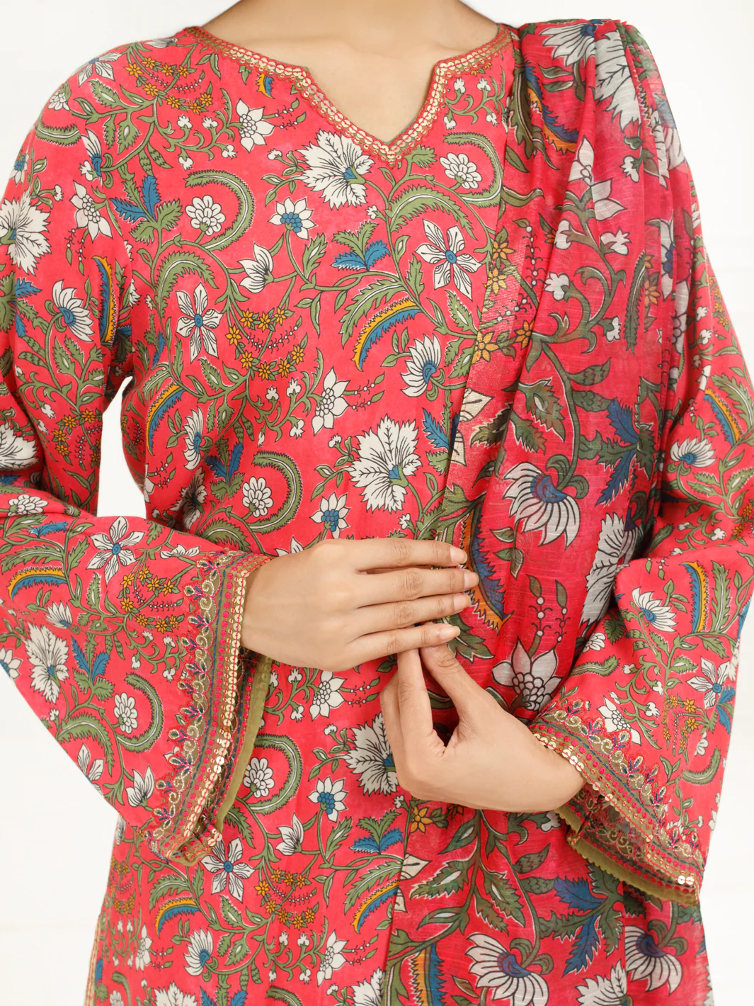 Mehndi Green Yarn Dyed 3 Piece Stitched - ALP-3PS-1931 - Image 4
