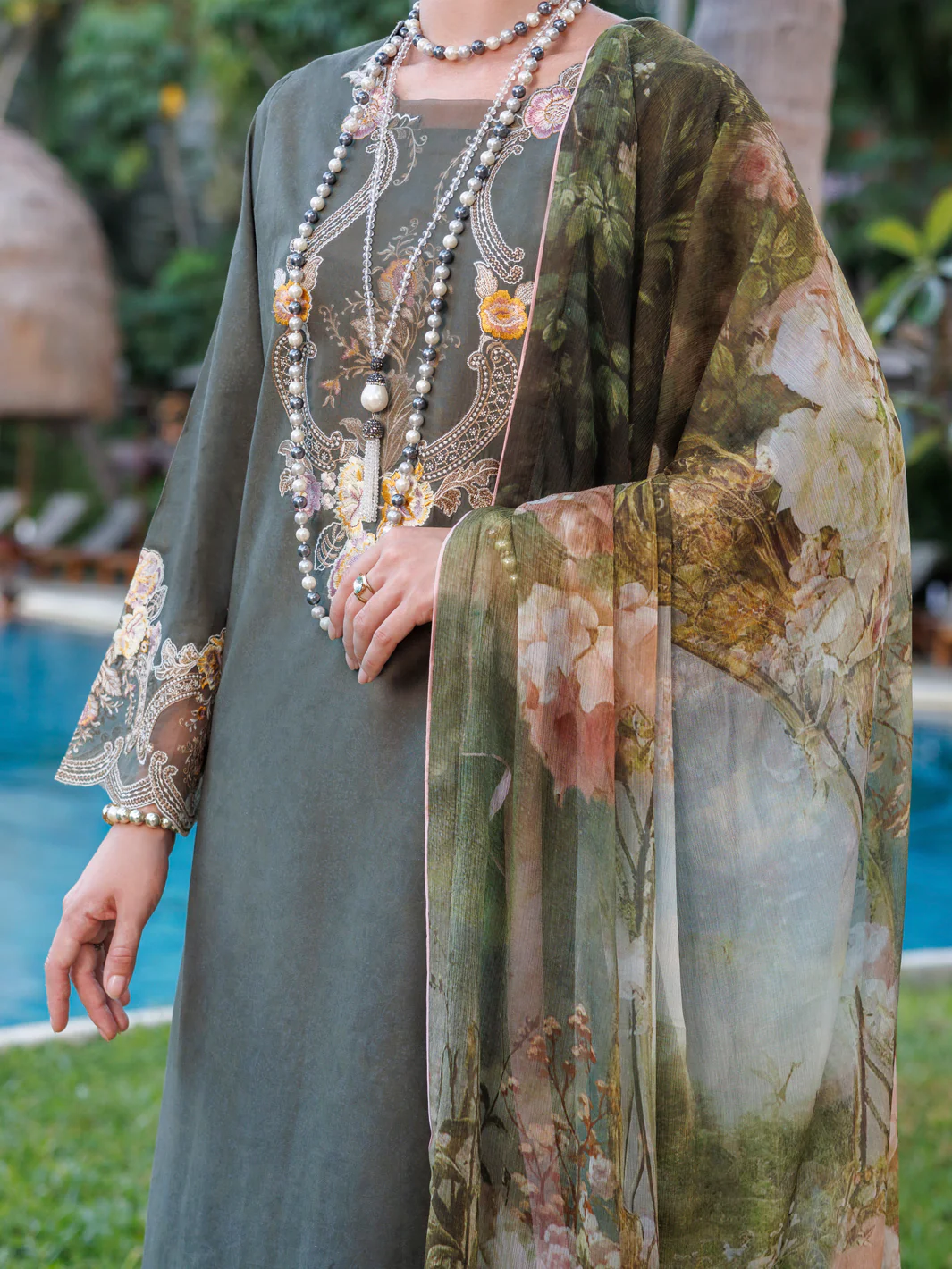 Mehndi Green Lawn 3 Piece Stitched - ALP-3PS-1993 - Image 3