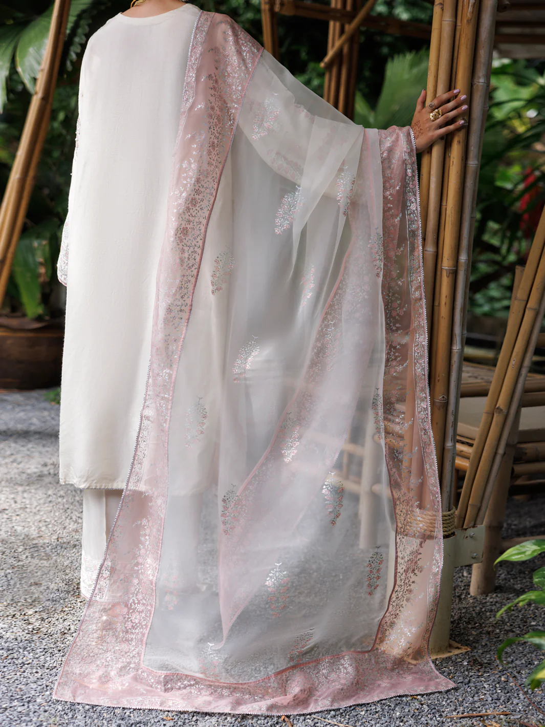 Off White Maple Silk 3 Piece Stitched - ALP-3PS-2032 - Image 2