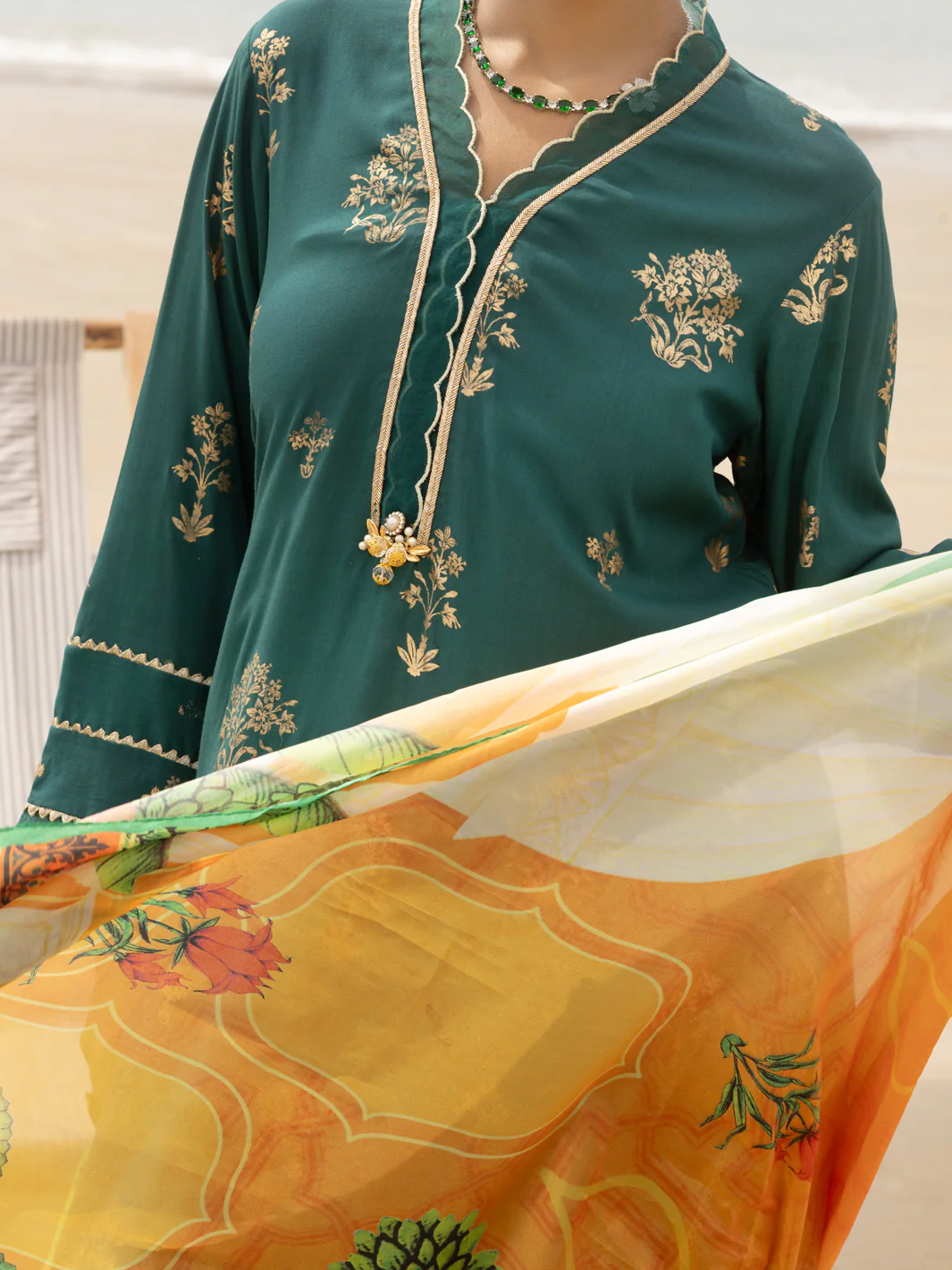 Green Viscose 3 Piece Stitched - ALP-3PS-2043 - Image 3