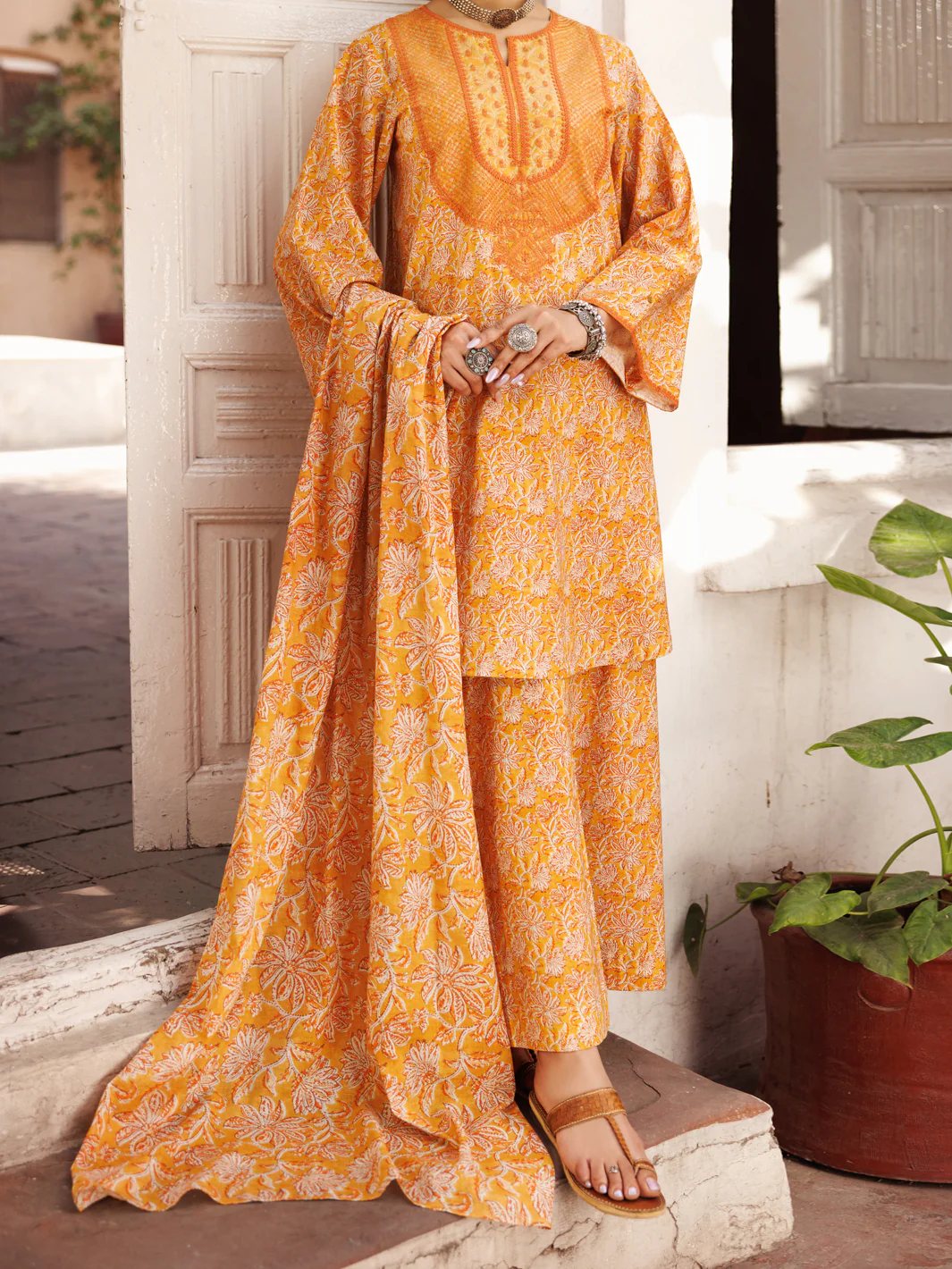 Mustard Lawn 3 Piece Stitched - ALP-3PS-2131
