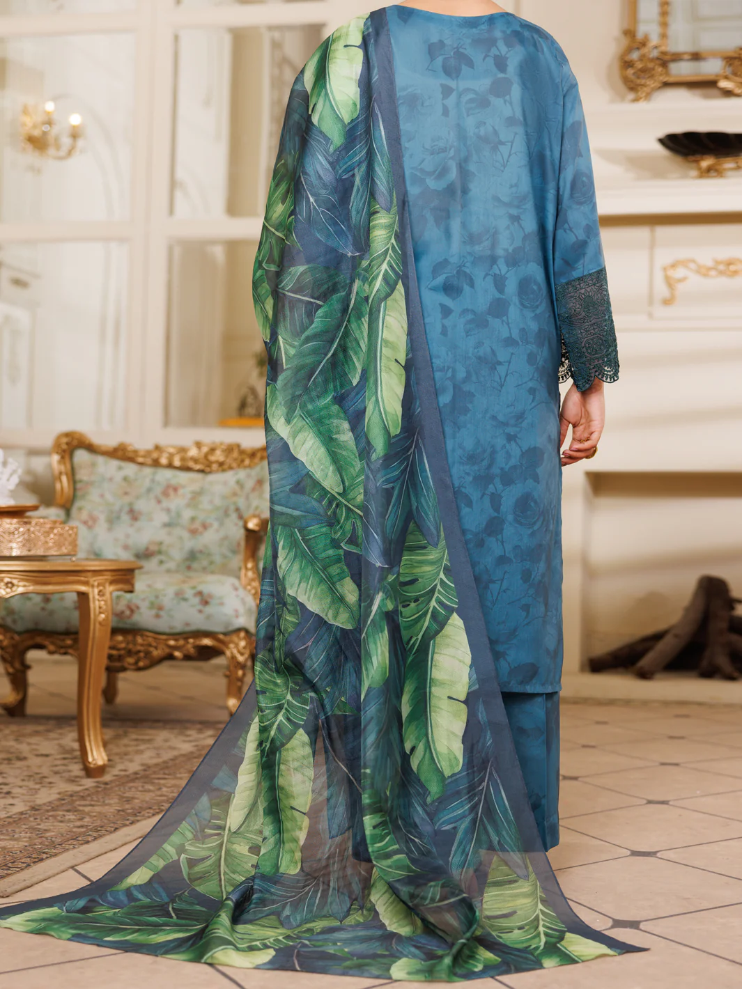 Teal Lawn 3 Piece Stitched - ALP-3PS-2150 - Image 2