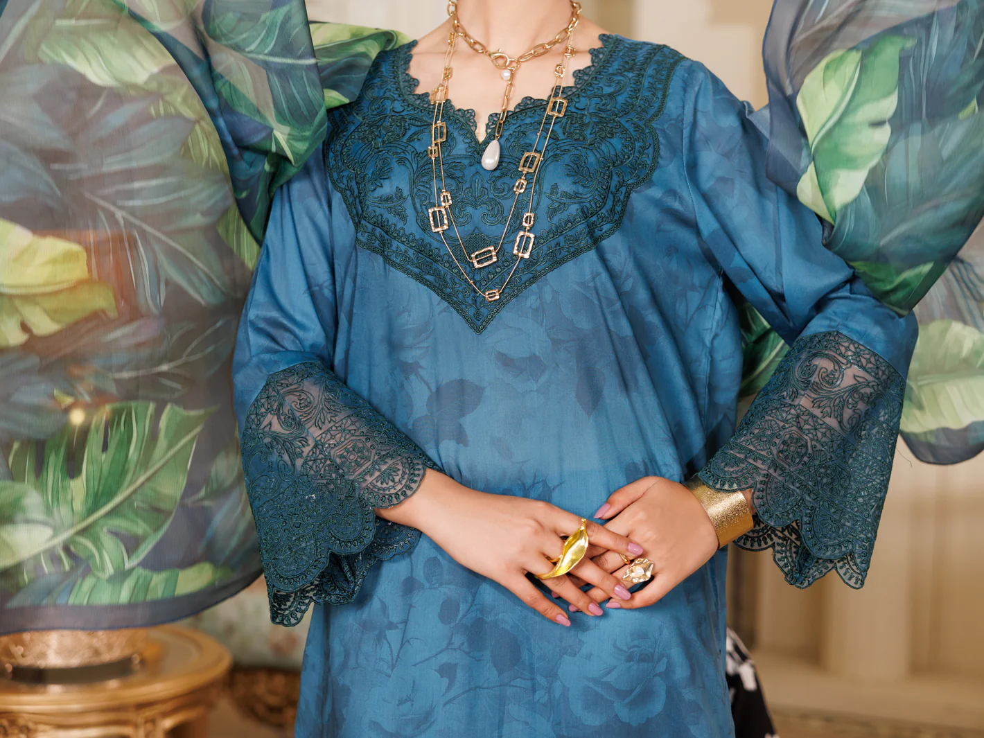 Teal Lawn 3 Piece Stitched - ALP-3PS-2150 - Image 4