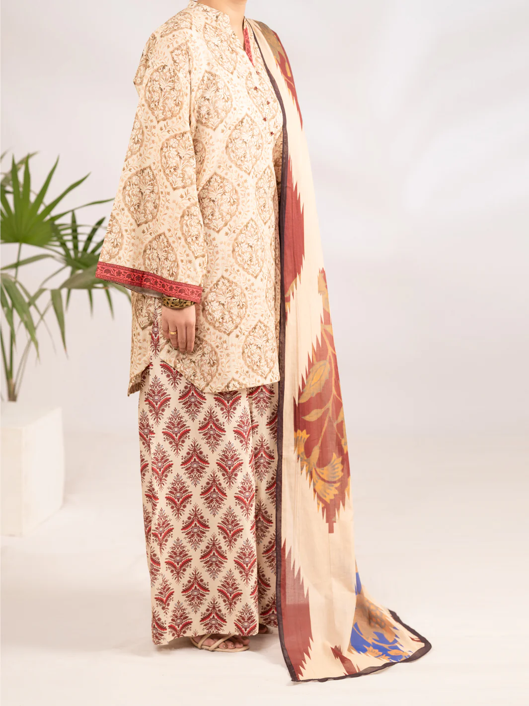 Beige Lawn 3Pc Stitched - ALP-3PS-2288 - Image 4