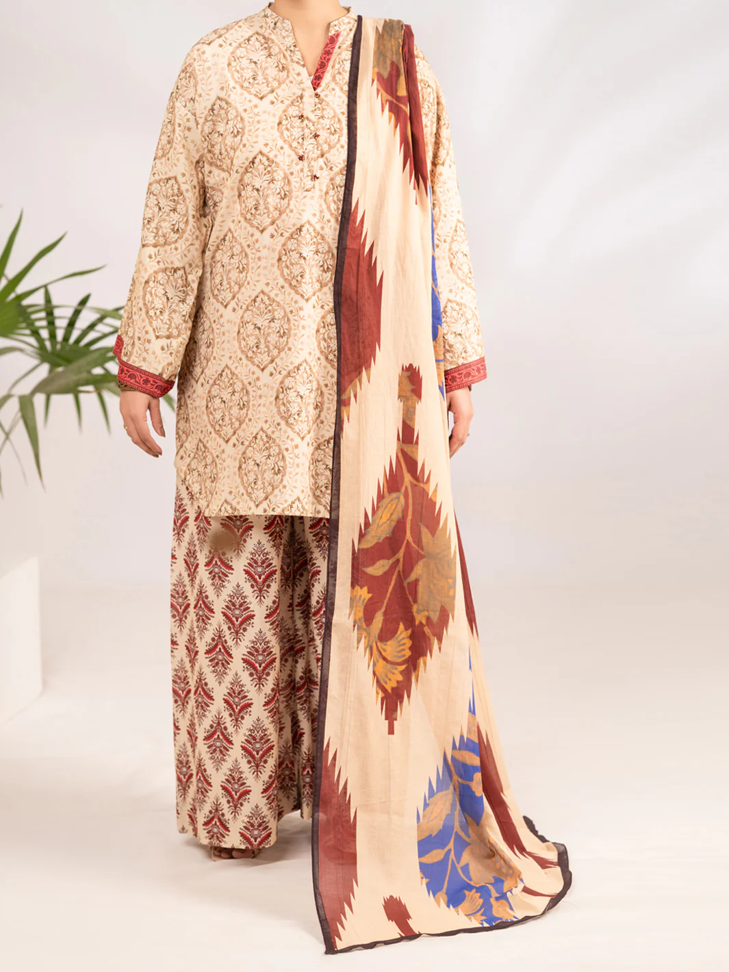 Beige Lawn 3Pc Stitched - ALP-3PS-2288 - Image 5