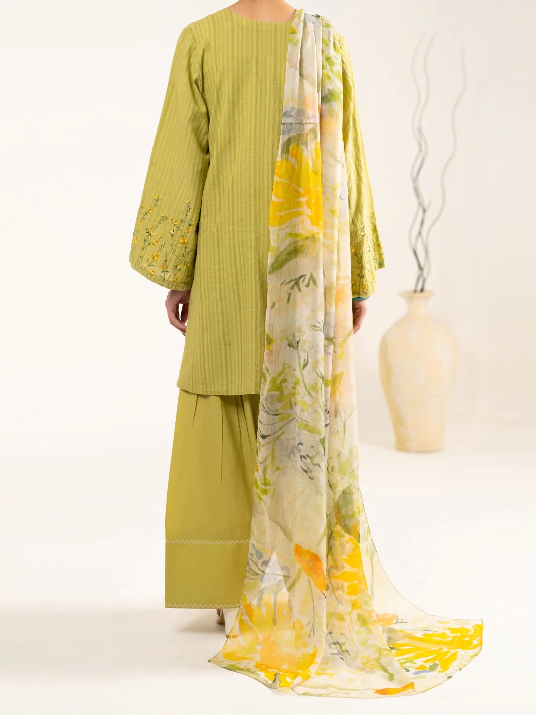 Green Cotton Dobby 3Pc Unstitched - ALP-3PS-2325 - Image 3