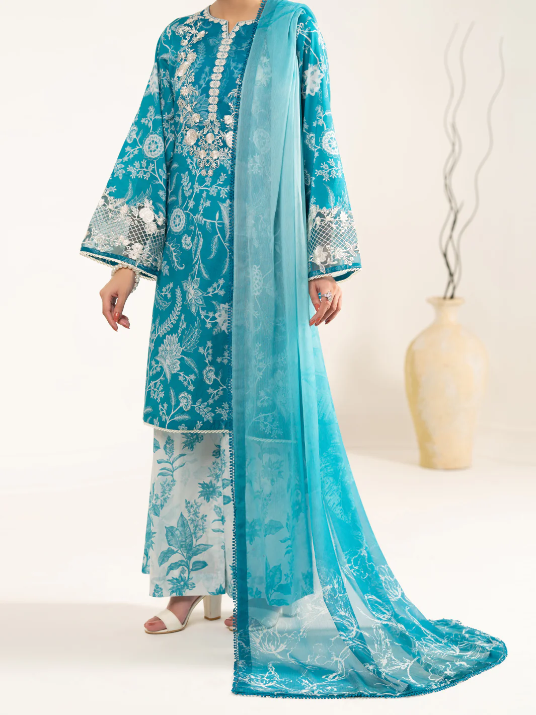 Aqua Blue Lawn 3Pc Unstitched - ALP-3PS-2404 - Image 5