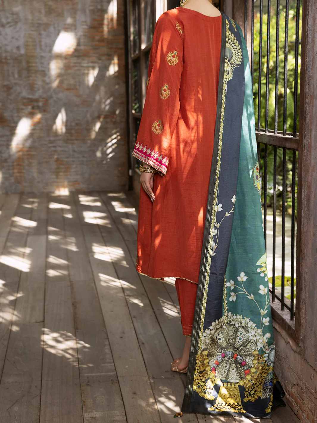 Rust Raw Silk 3 Piece Stitched - ALP-3PS-428 - Image 2