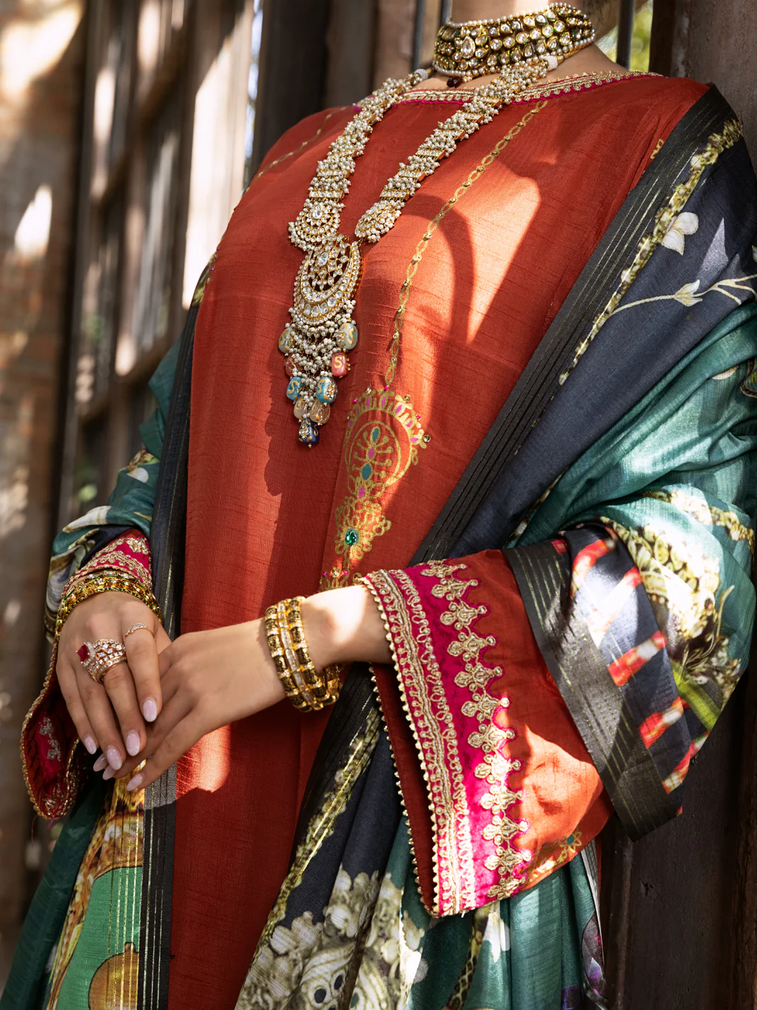 Rust Raw Silk 3 Piece Stitched - ALP-3PS-428 - Image 3