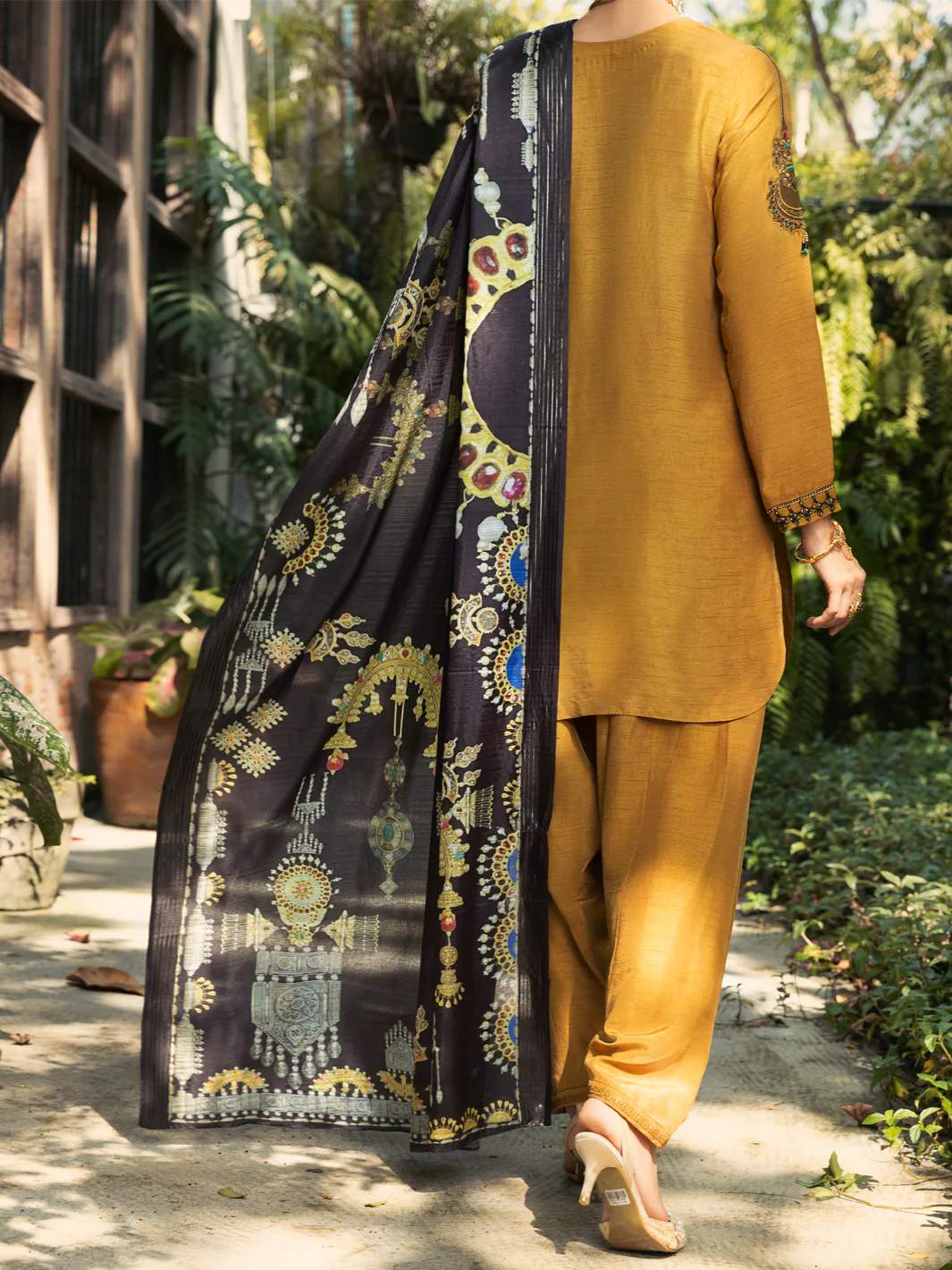 Mustard Silk 3 Piece Stitched - ALP-3PS-431 - Image 2