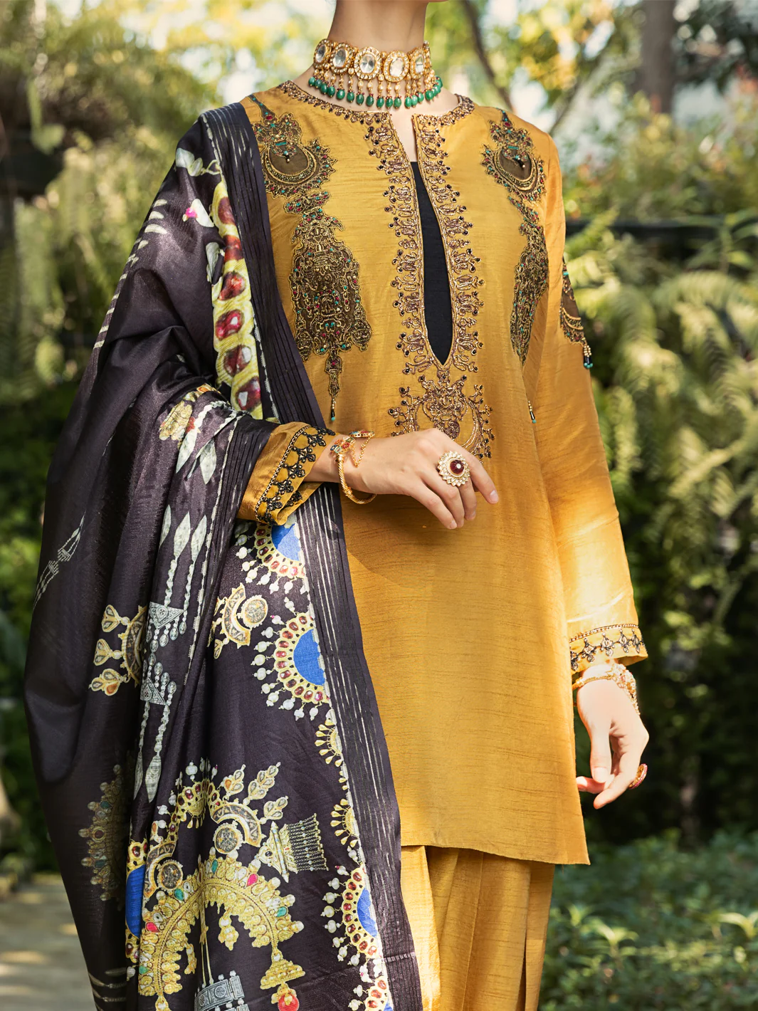 Mustard Silk 3 Piece Stitched - ALP-3PS-431 - Image 4