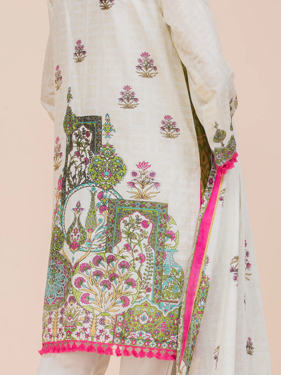 Off White Lawn 3 Piece Stitched - ALP-3PS-777 - Image 4