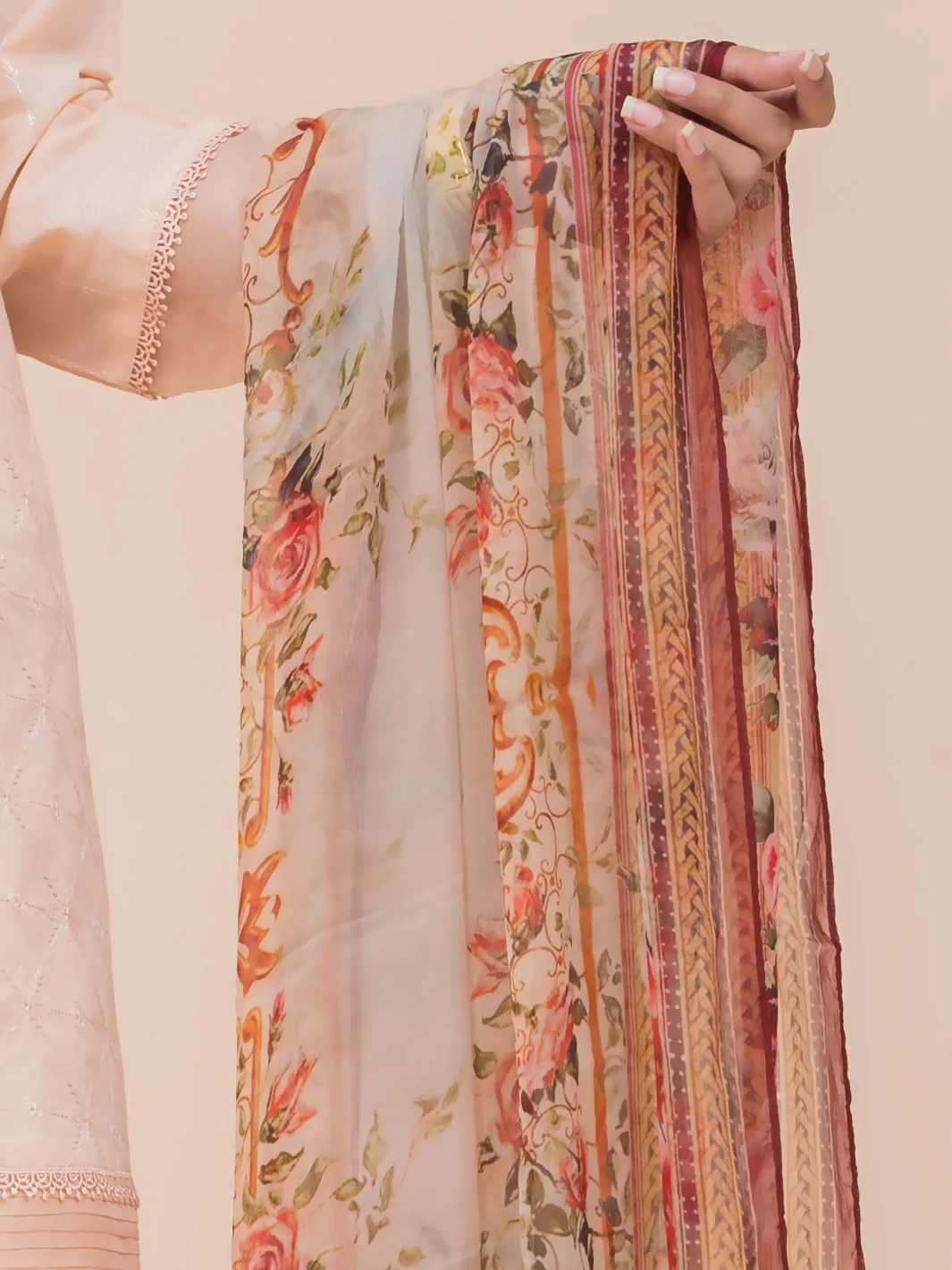 Peach Lawn 3 Piece Stitched - ALP-3PS-791 - Image 3
