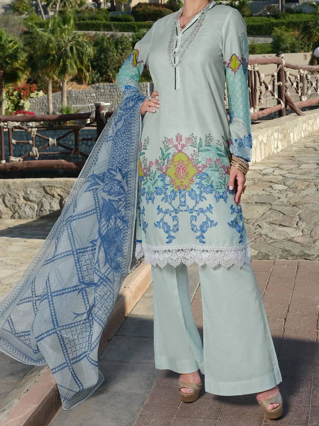 Aqua Lawn 3 Piece Unstitched - ALP-3PS-889