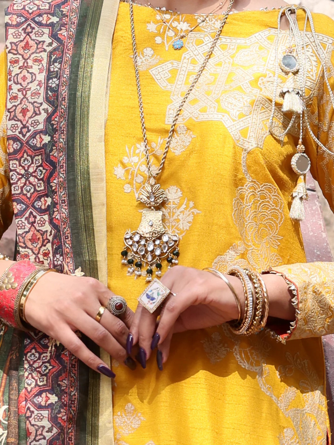 Mustard Viscose 3 Piece Stitched - ALP-3PS-903 - Image 3