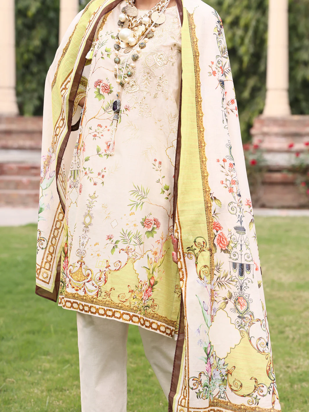 Off White Lawn 3 Piece Stitched - ALP-3PS-924/S - Image 3