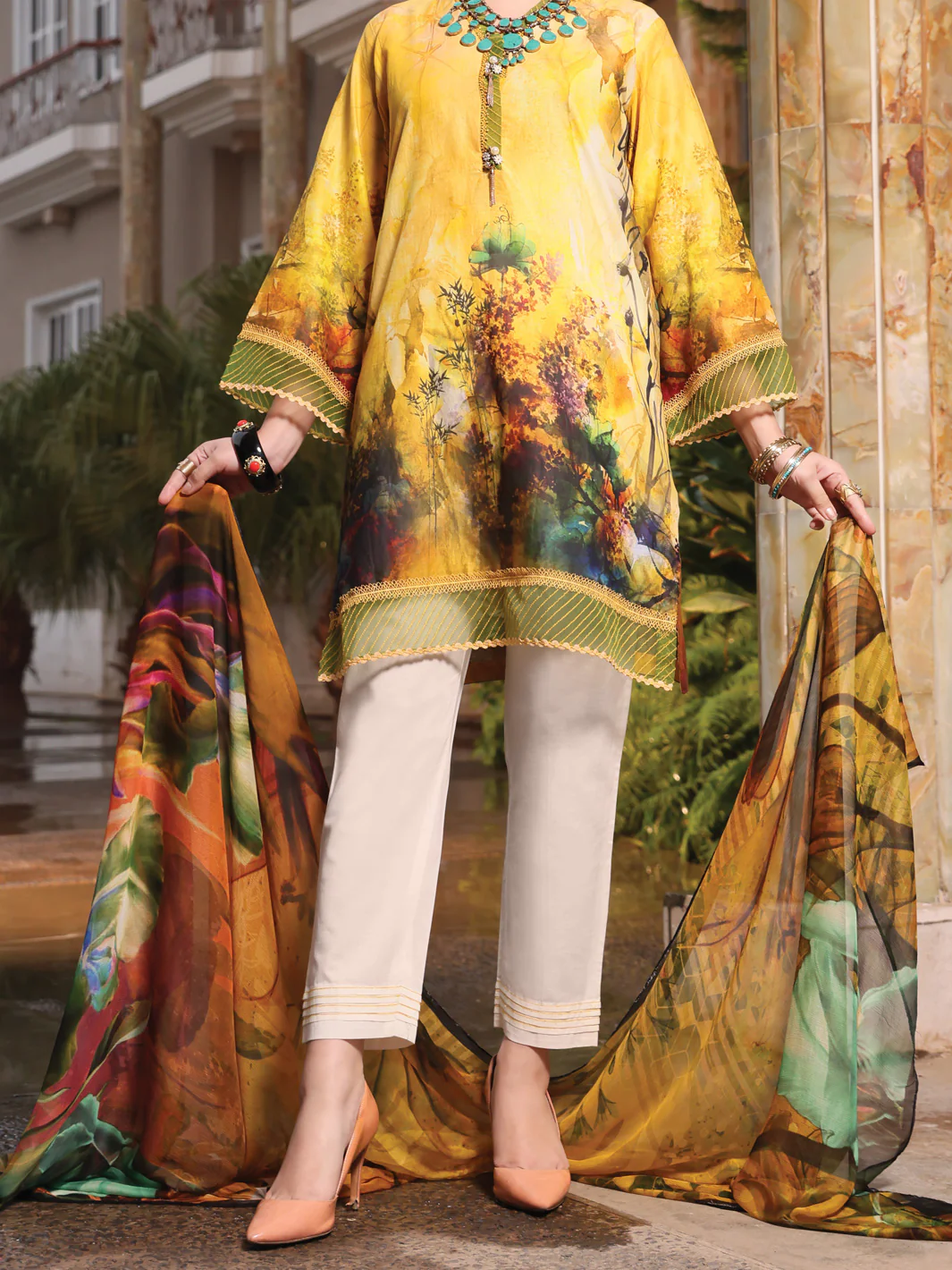 Yellow Lawn 3 Piece Stitched - ALP-3PS-941