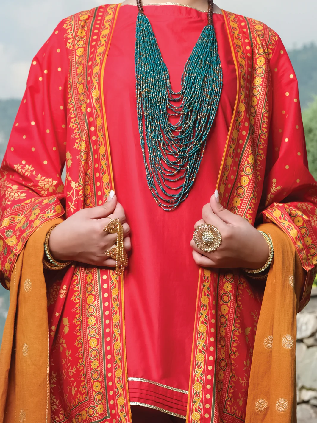 Red Cambric 3 Piece Stitched - ALP-3PS-967/S - Image 2