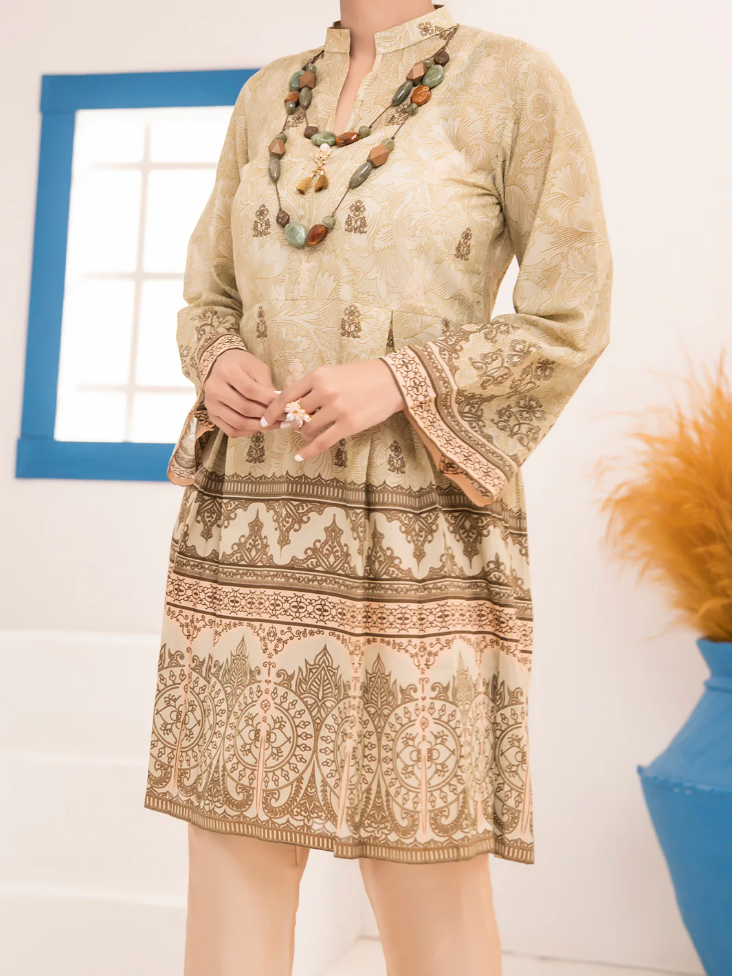 Sea Green Lawn Tunic - ALP-LK-1014 - Image 3