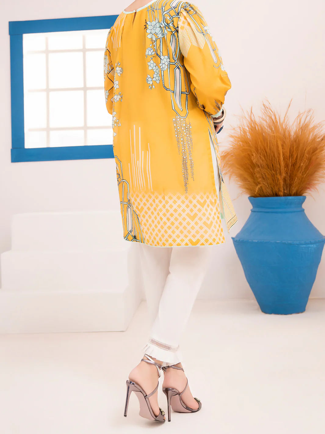 Yellow Lawn Tunic - ALP-LK-1017 - Image 3