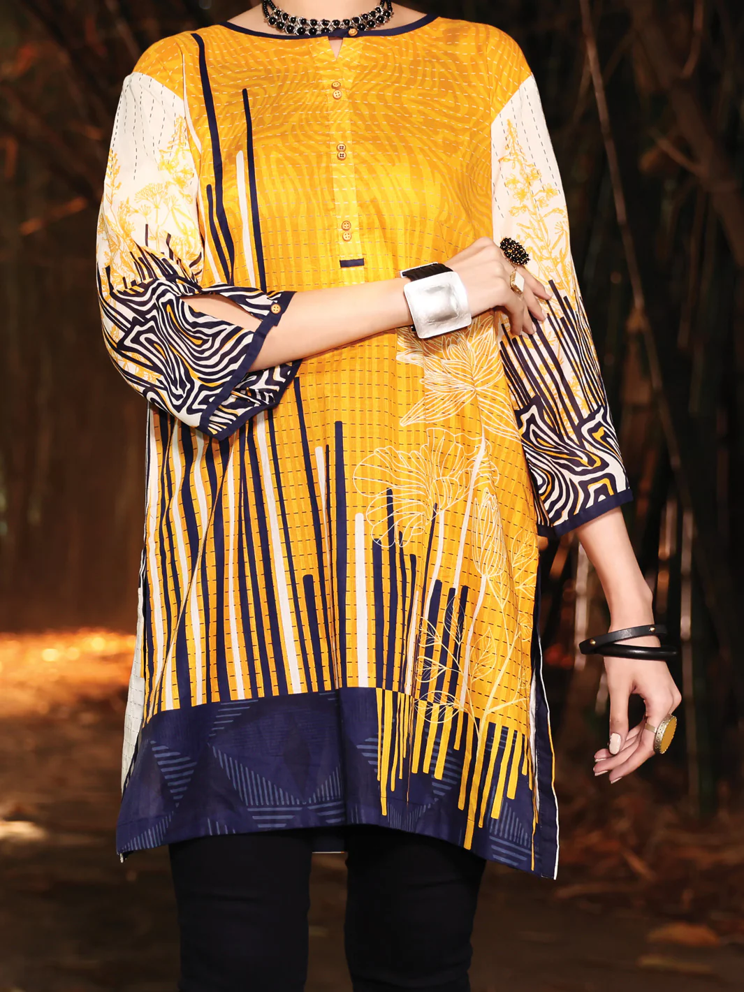 Yellow Lawn Tunic - ALP-LK-1020 - Image 3