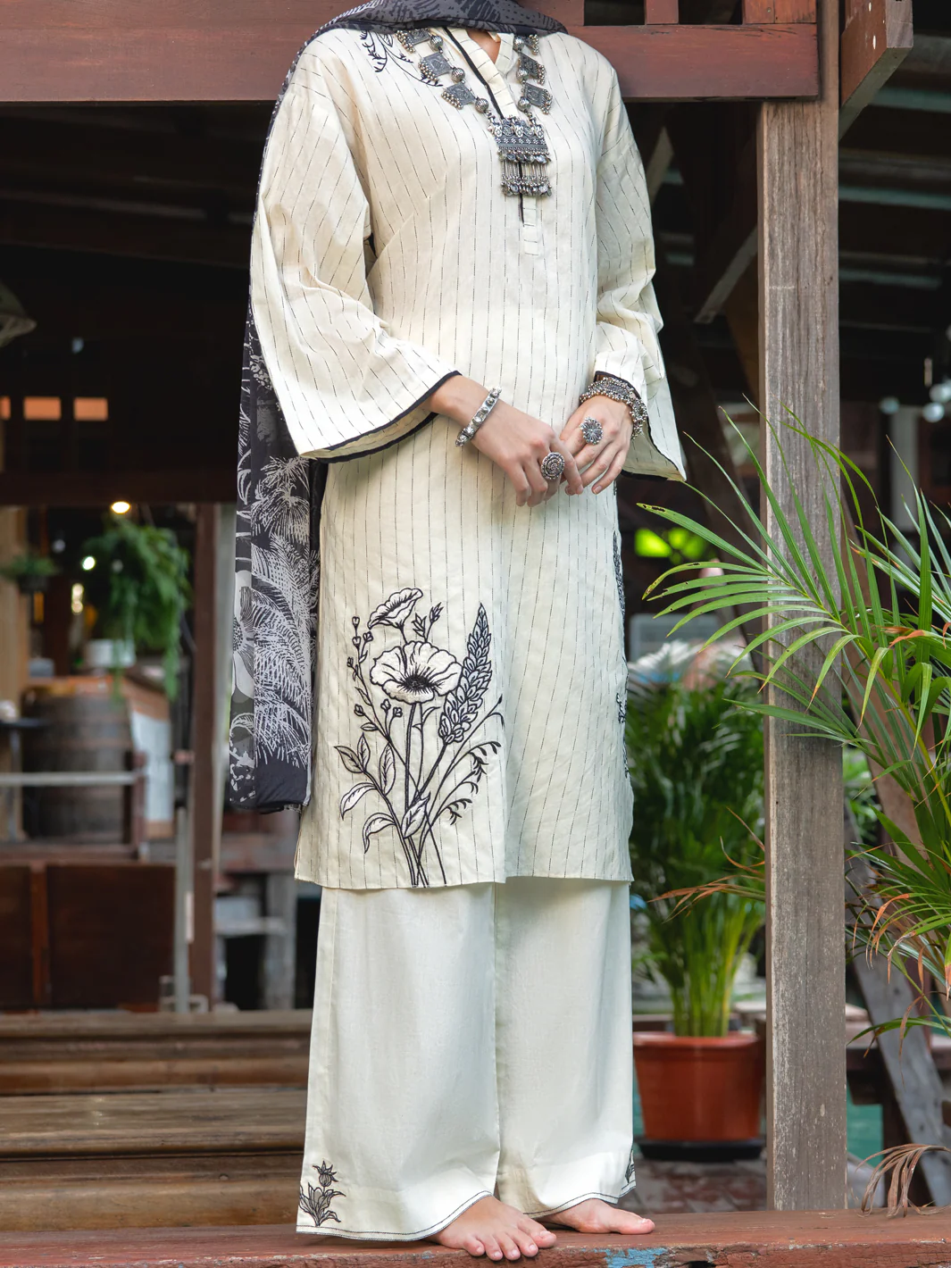 Off White Dobby Tunic - ALP-LK-1832