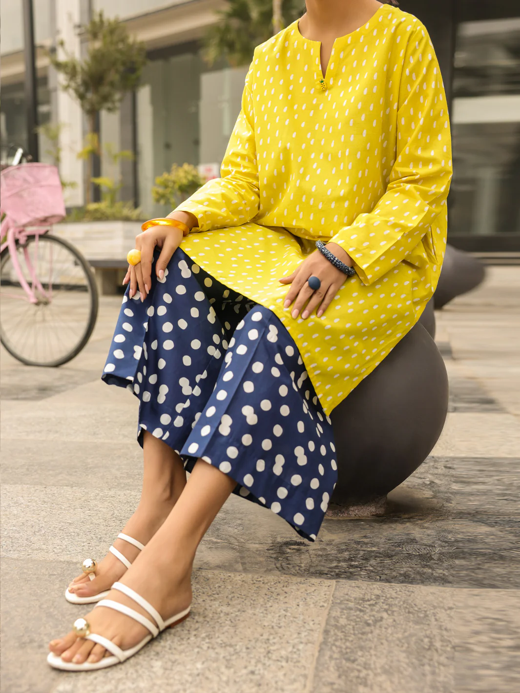 Yellow Lawn Kurti - ALP-SLK-2545 - Image 3