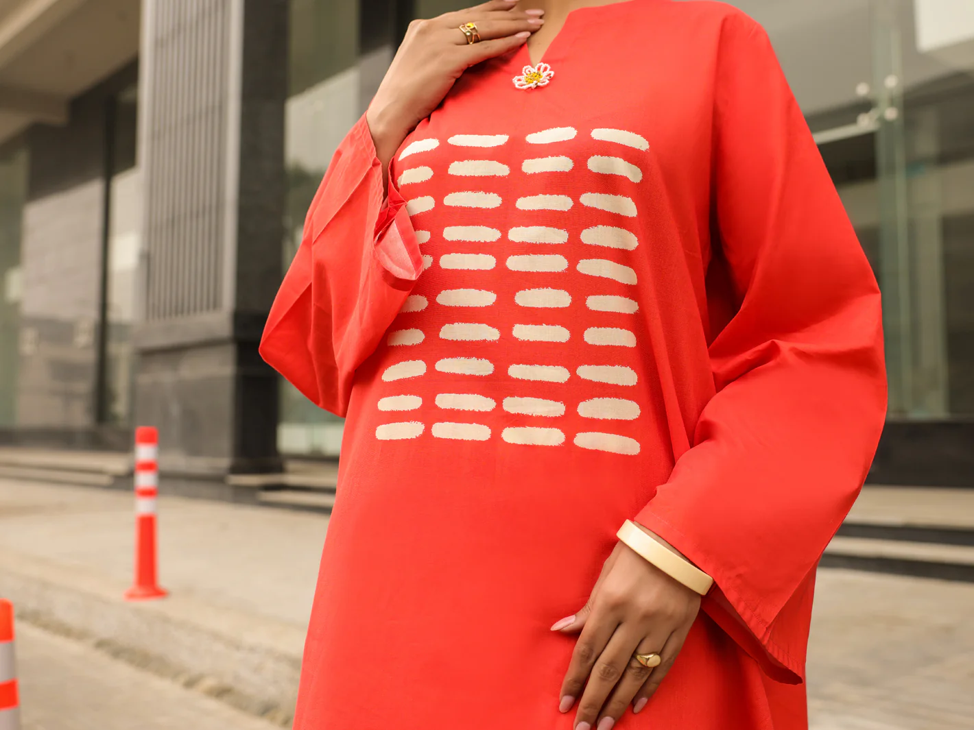Orange Kurti - ALP-SLK-2547A - Image 3