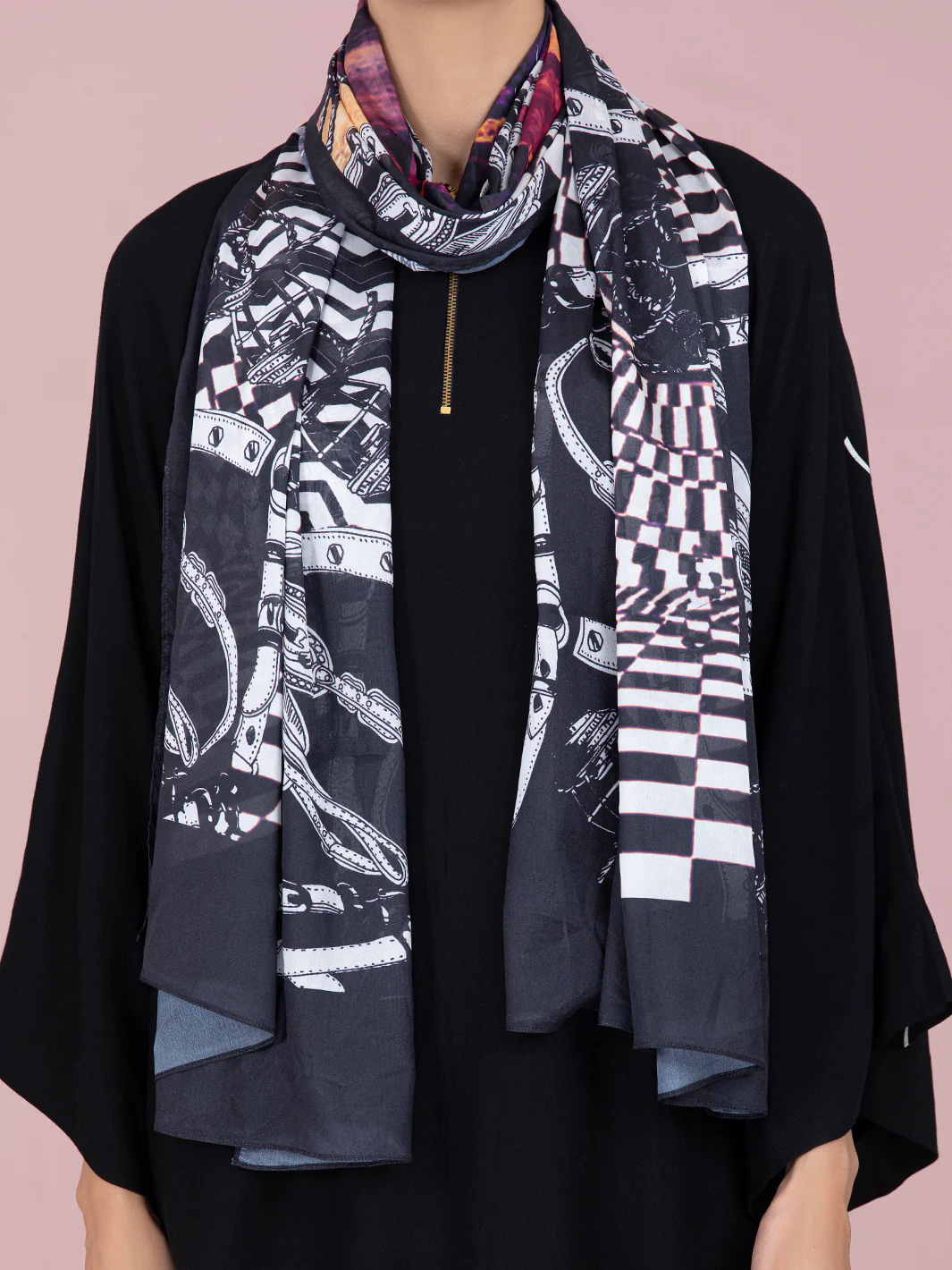 Black Silk Women Stole - ALP-ST-230 - Image 2