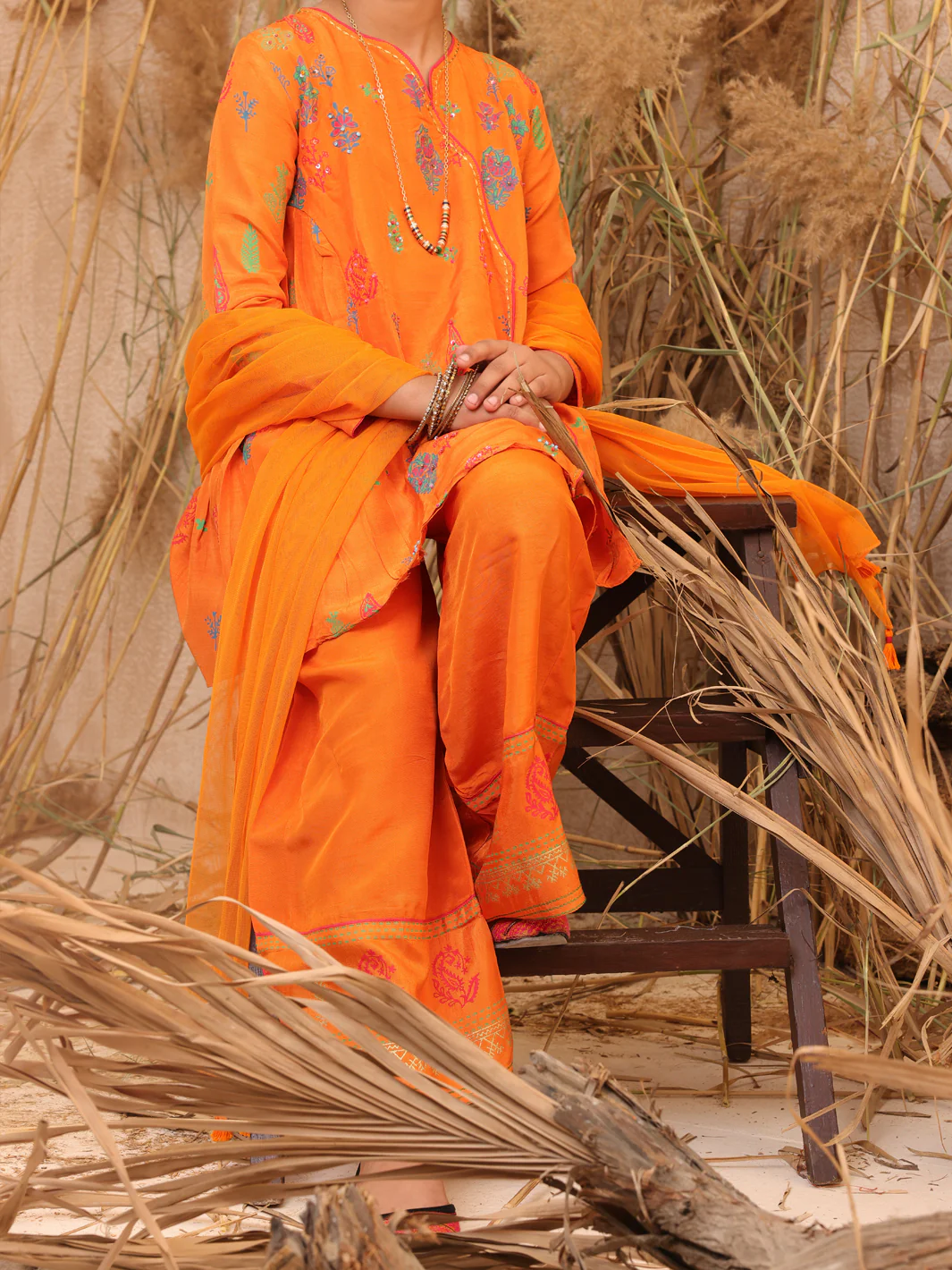 Orange Raw Silk 2 Piece Stitched - ALT-2PS-LKS-1017 - Image 3