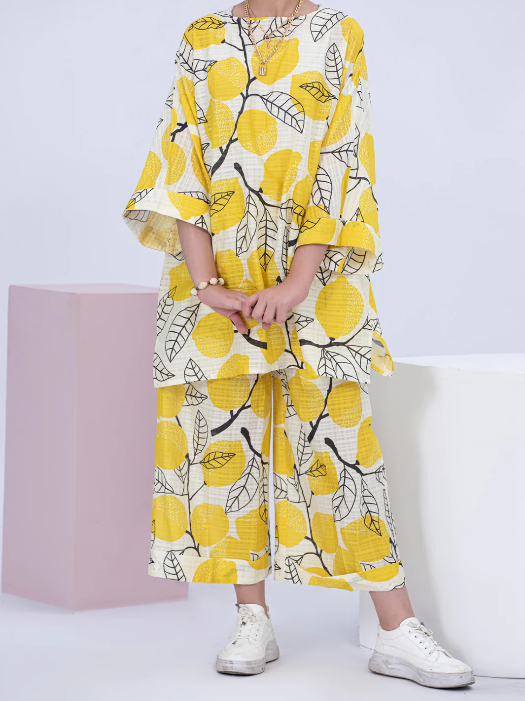 Yellow Dobby Cotton 2 Piece Stitched - ALT-2PS-LKS-1055