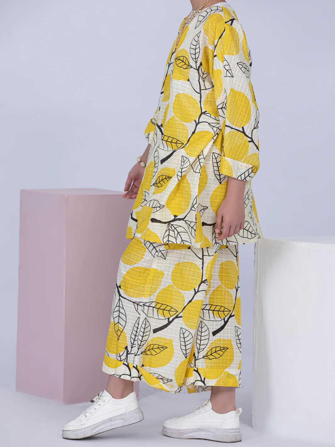 Yellow Dobby Cotton 2 Piece Stitched - ALT-2PS-LKS-1055 - Image 2