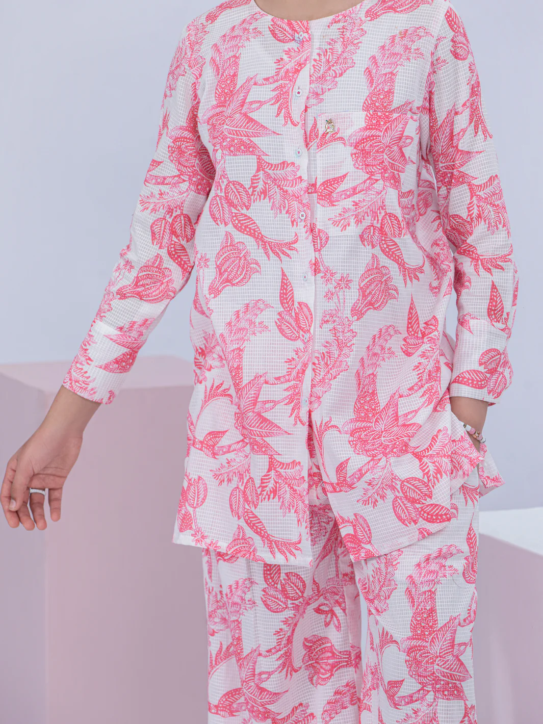 Light Pink Dobby Cotton 2 Piece Stitched - ALT-2PS-LKS-1057 - Image 4