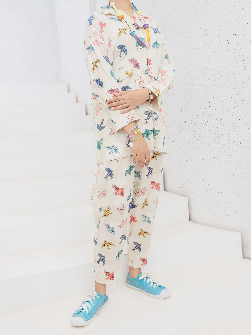 Off White Cambric 2 Piece Stitched - ALP-2PS-LKS-1091