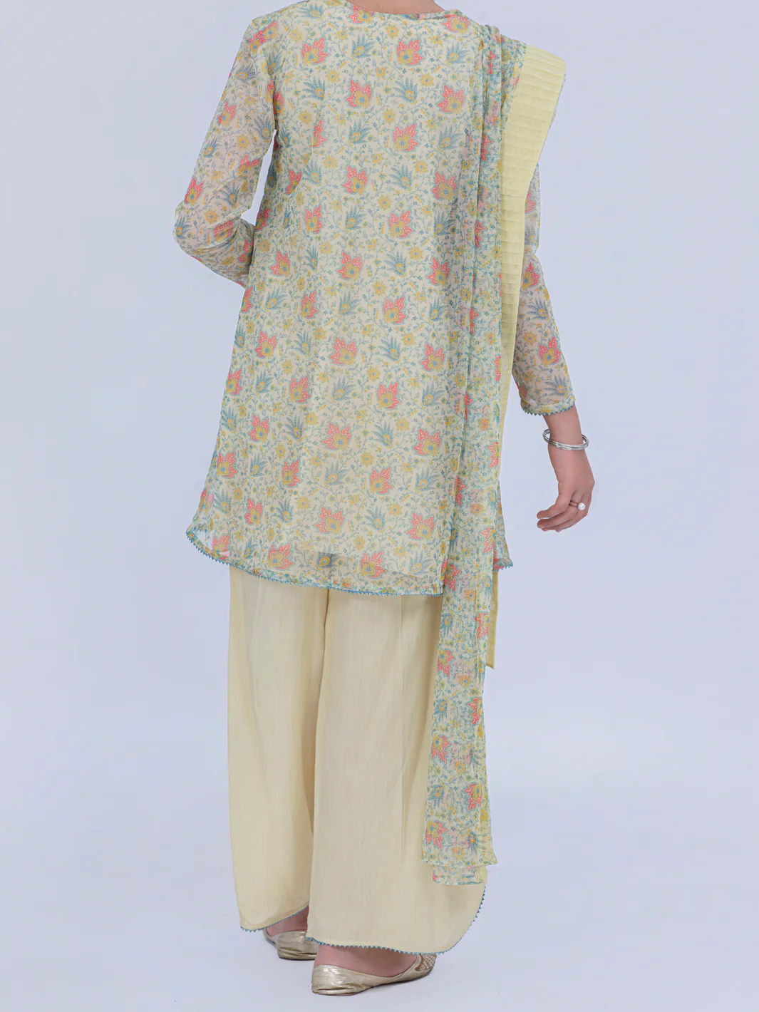 Cream Net 3 Piece Stitched - ALT-3PS-LS-1050 - Image 4