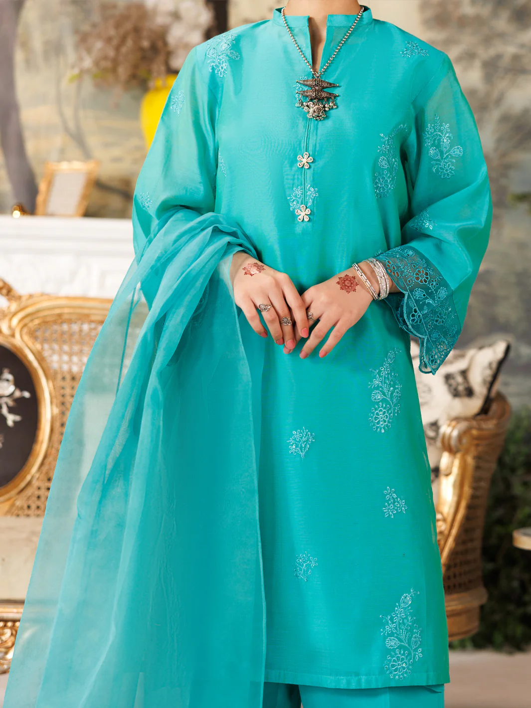Sea Green Modal 3 Piece Stitched - ALT-3PS-LS-1166 - Image 3